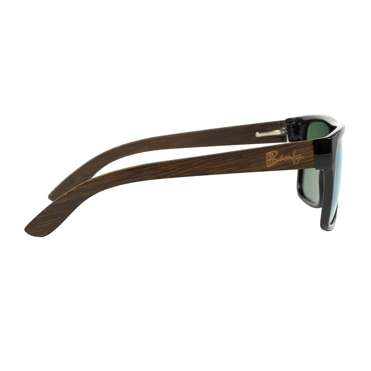 Bamfy Oakland UV400 Polarized Sunglasses with Bamboo Legs and Case -Green image number 4