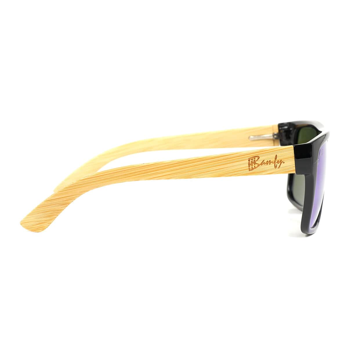Bamfy Oakland UV400 Polarized Sunglasses with Bamboo Legs and Case -Blue image number 4