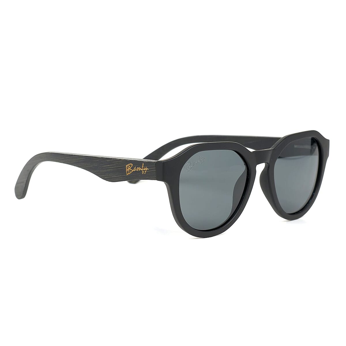 Bamfy Glendale UV400 Polarized Sunglasses with Bamboo Legs and Case -Blackout image number 3