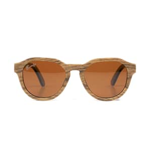 Bamfy Glendale UV400 Polarized Sunglasses with Bamboo Legs and Case -Brown Black