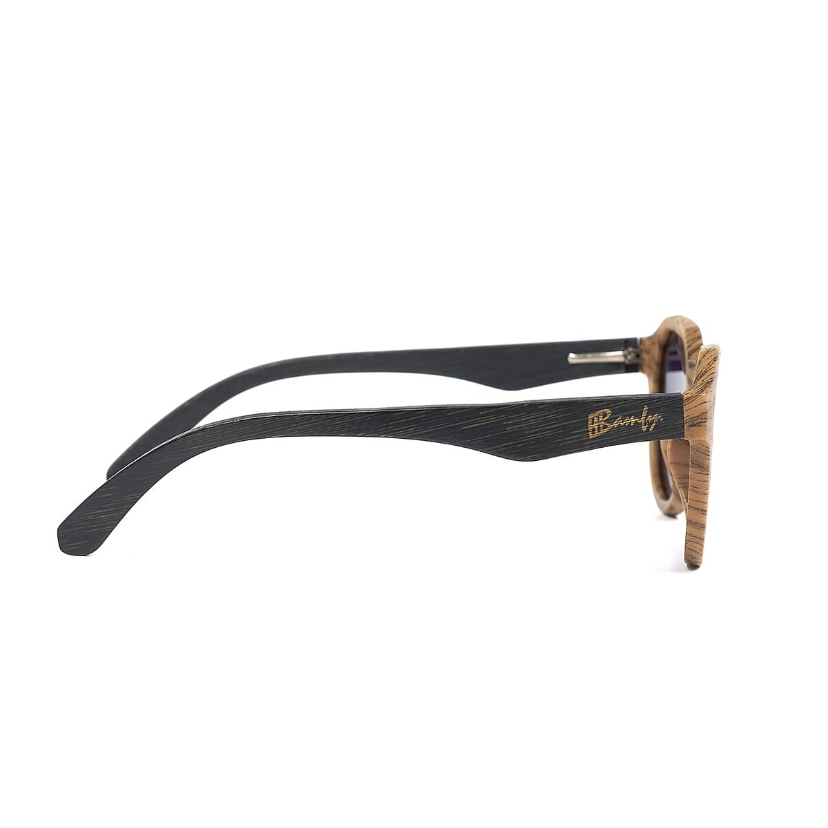 Bamfy Glendale UV400 Polarized Sunglasses with Bamboo Legs and Case -Black Tan image number 4