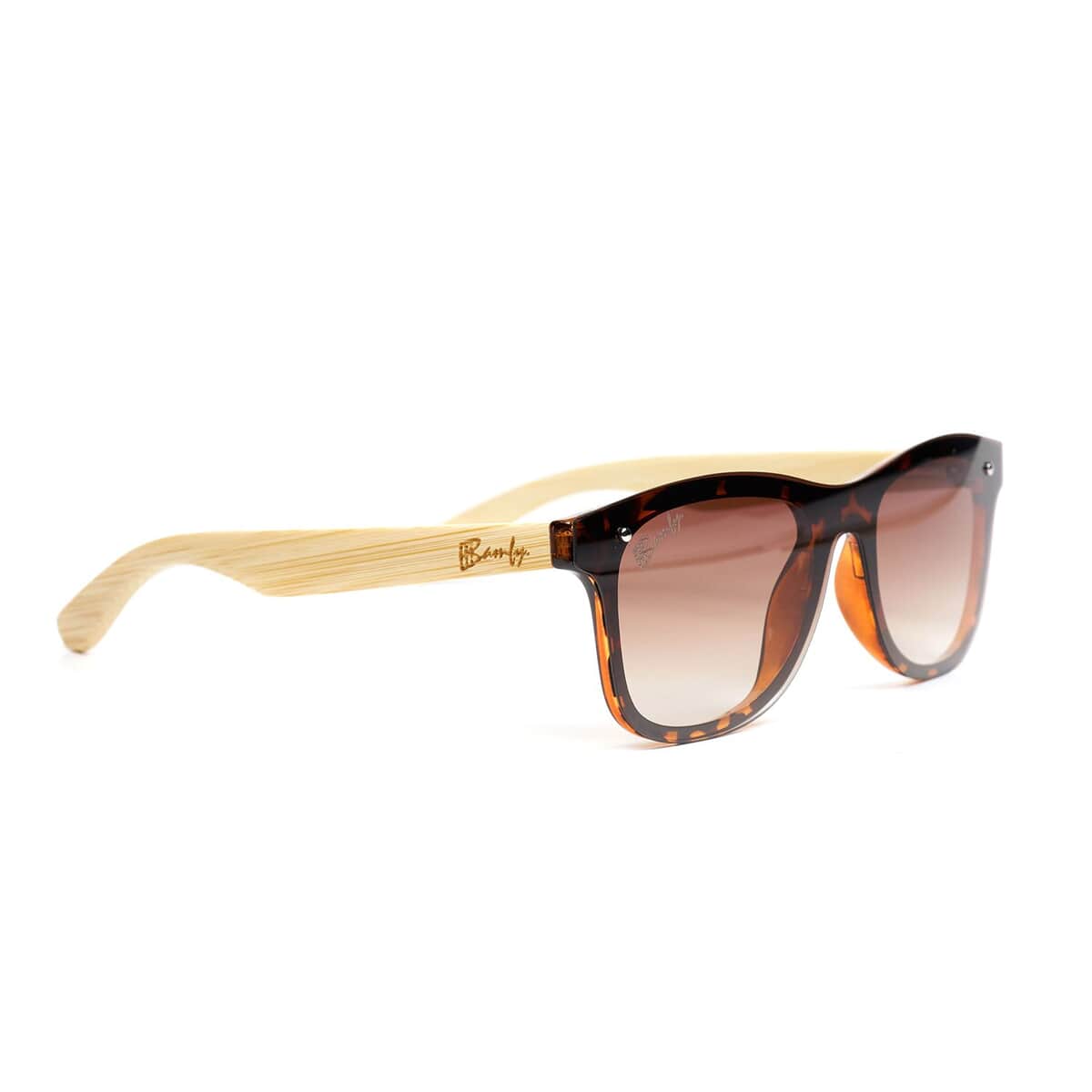 Bamfy Venice UV400 Sunglasses with Bamboo Legs and Case -Seamless Brown image number 3