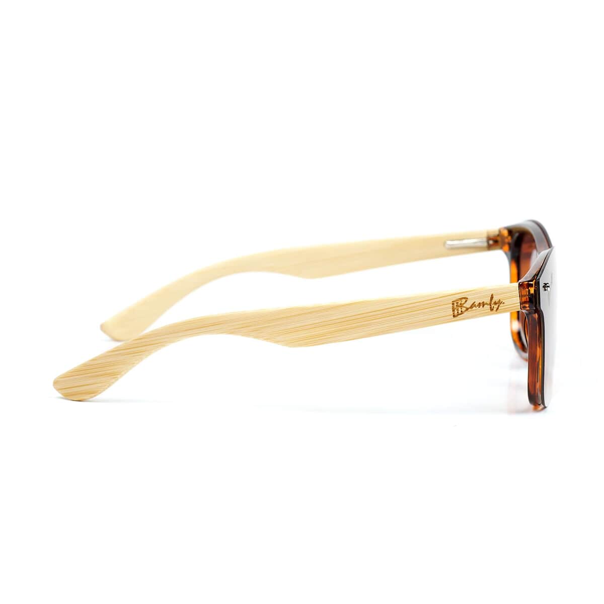 Bamfy Venice UV400 Sunglasses with Bamboo Legs and Case -Seamless Brown image number 4