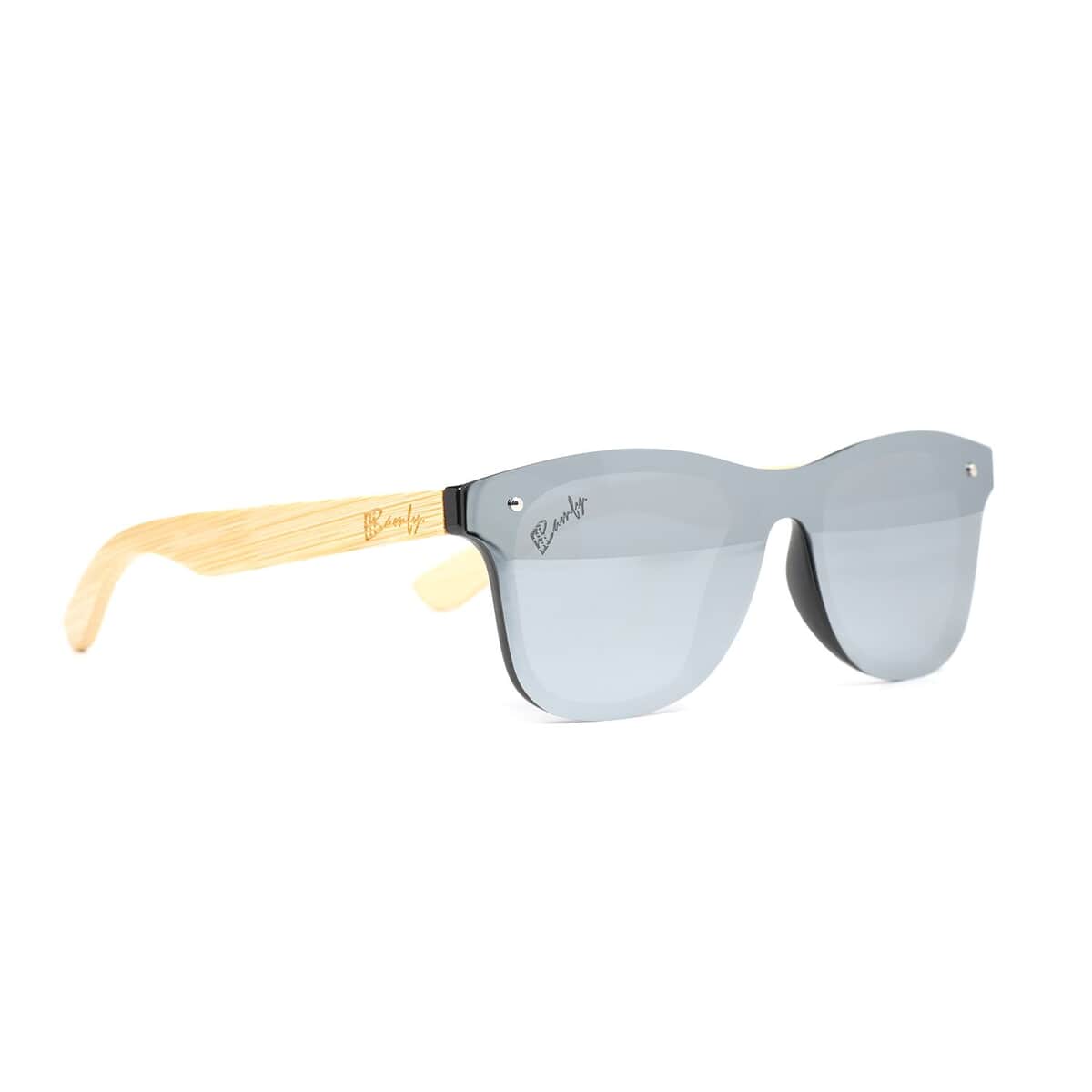 Bamfy Venice UV400 Polarized Sunglasses with Bamboo Legs and Case -Seamless Silver image number 3
