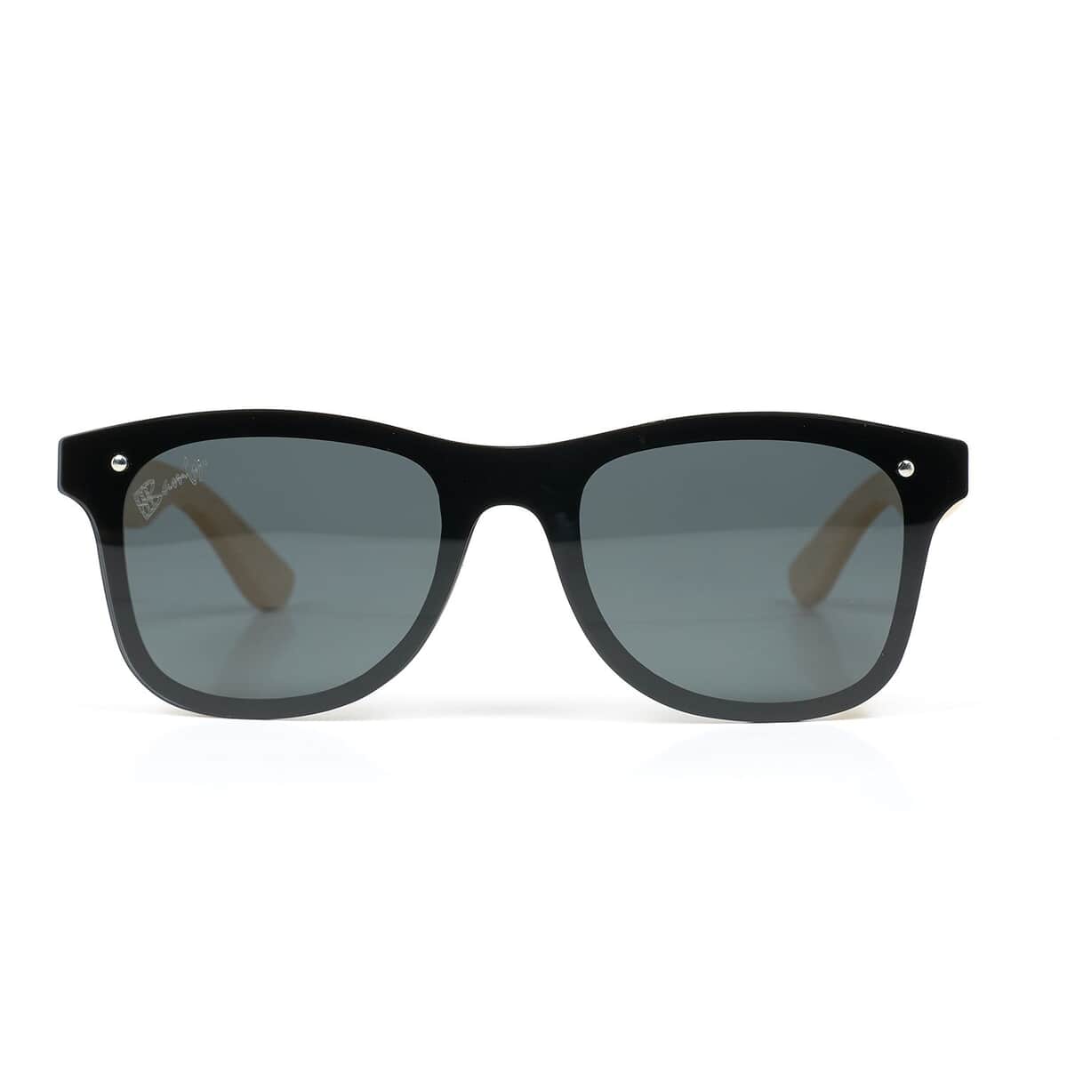 Bamfy Venice UV400 Polarized Sunglasses with Bamboo Legs and Case -Seamless Black image number 0