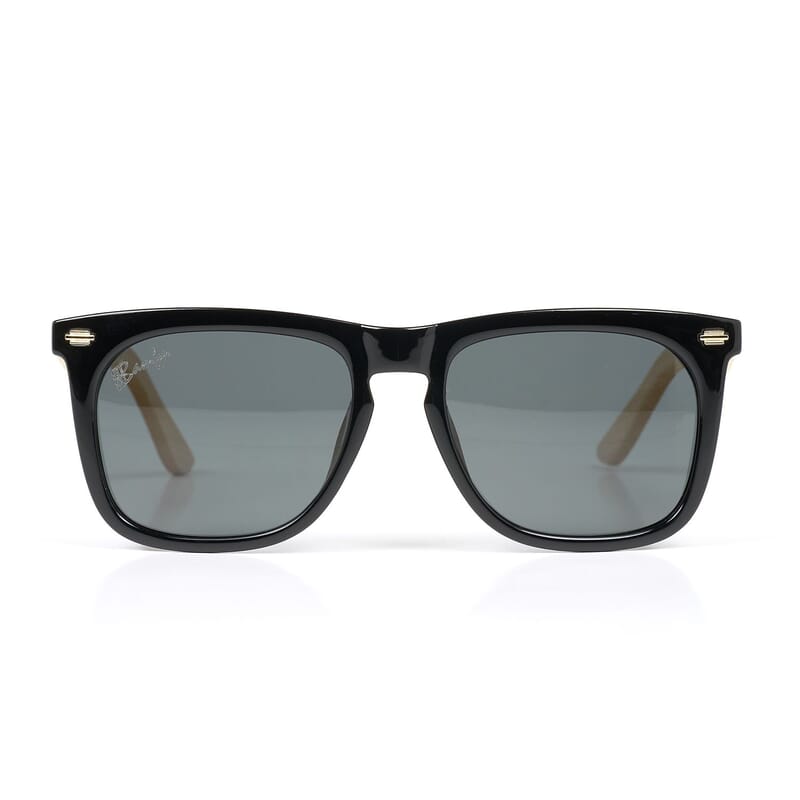 Bamfy Monica UV400 Polarized Sunglasses with Bamboo Legs and Case -Black