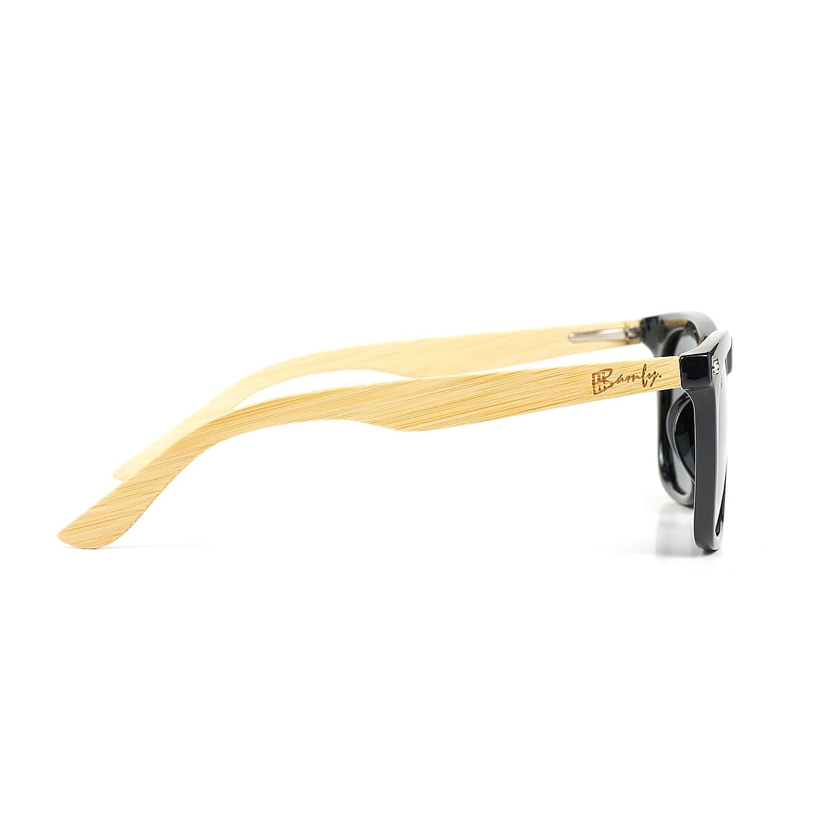 Bamfy Monica UV400 Polarized Sunglasses with Bamboo Legs and Case -Black image number 4