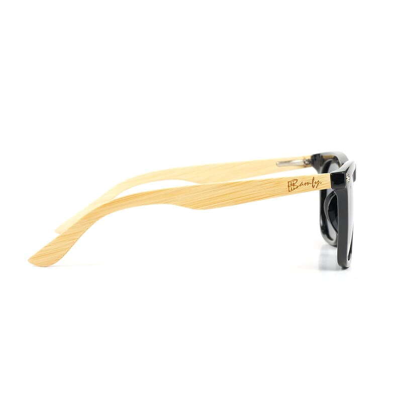 Bamfy Monica UV400 Polarized Sunglasses with Bamboo Legs and Case -Black