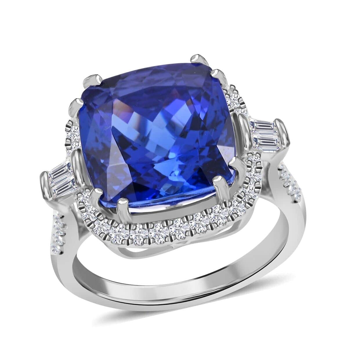 Certified & Appraised Rhapsody 950 Platinum AAAA Tanzanite and Diamond E-F VS Ring 7 Grams 6.15 ctw (Del. in 15-20 Days) image number 0