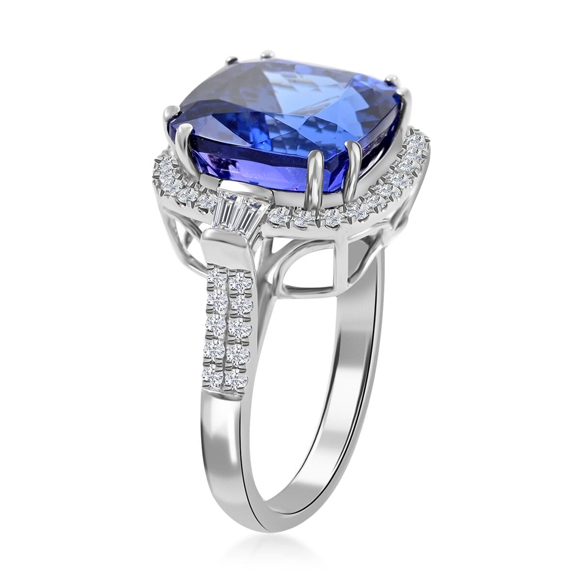 Certified & Appraised Rhapsody 950 Platinum AAAA Tanzanite and Diamond E-F VS Ring 7 Grams 6.15 ctw (Del. in 15-20 Days) image number 3