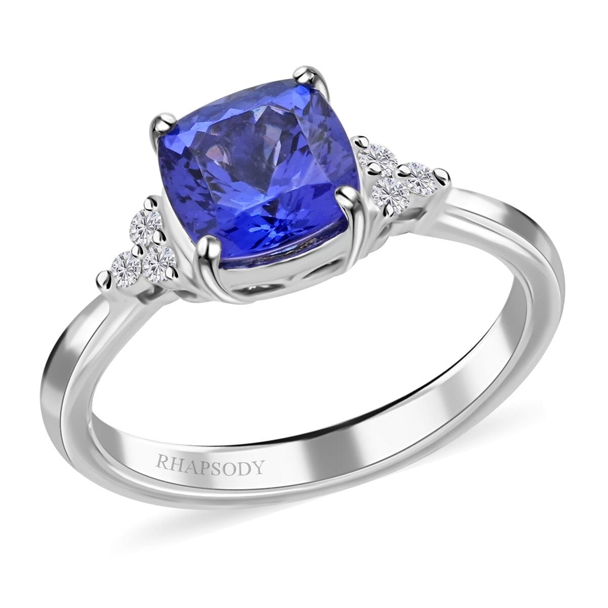 Certified & Appraised Rhapsody 950 Platinum AAAA Tanzanite and E-F VS Diamond Ring 5.70 Grams 2.50 ctw (Del. in 15-20 Days) image number 0