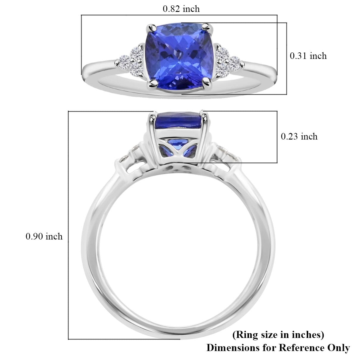 Certified & Appraised Rhapsody 950 Platinum AAAA Tanzanite and E-F VS Diamond Ring 5.70 Grams 2.50 ctw (Del. in 15-20 Days) image number 5