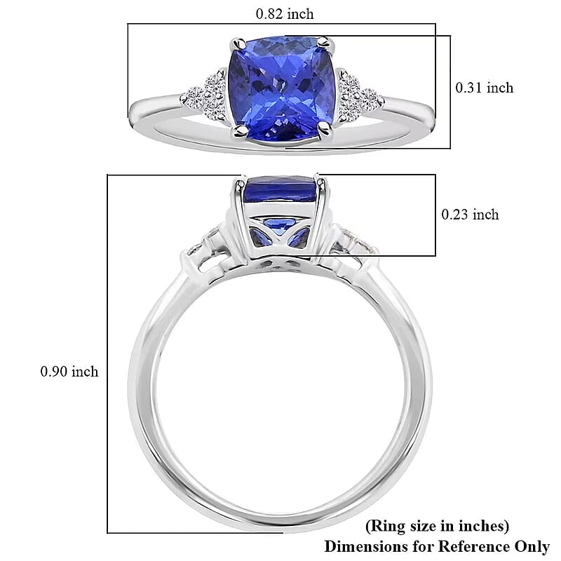 Certified & Appraised Rhapsody AAAA Tanzanite and Diamond E-F VS 1.60 ctw Ring in 950 Platinum (Size 10.0) 4 Grams
