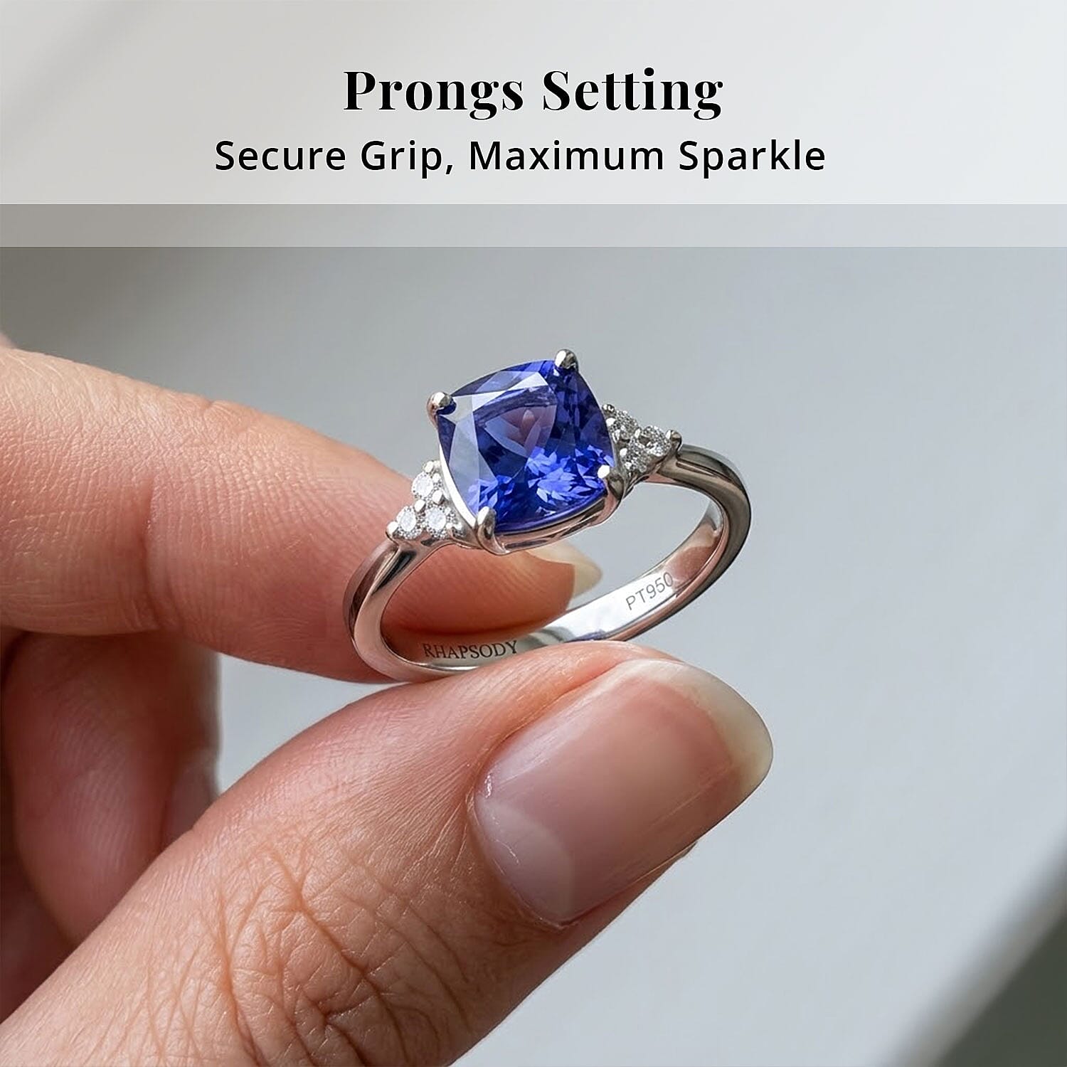 Certified & Appraised Rhapsody AAAA Tanzanite and Diamond E-F VS 1.60 ctw Ring in 950 Platinum (Size 6.0) 4 Grams