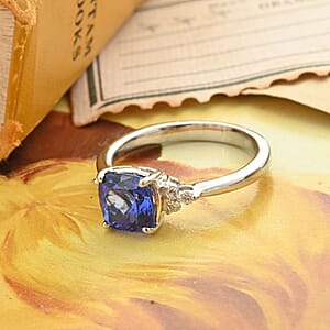 Certified & Appraised Rhapsody 950 Platinum AAAA Tanzanite and Diamond E-F VS Ring (Size 7.0) 4 Grams 1.60 ctw