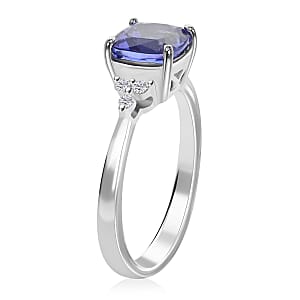 Certified & Appraised Rhapsody 950 Platinum AAAA Tanzanite and Diamond E-F VS Ring (Size 7.0) 4 Grams 1.60 ctw