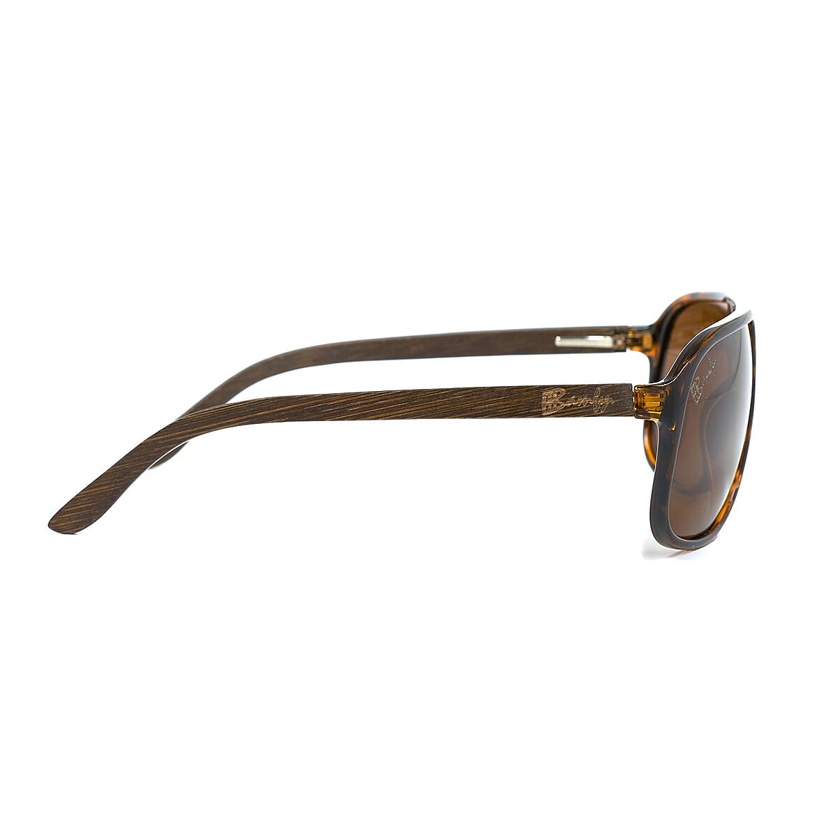 Bamfy Hollywood UV400 Polarized Sunglasses with Bamboo Legs and Case -Brown image number 4