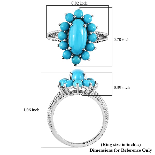 Premium Sleeping Beauty Turquoise Split Shank Ring in Platinum Over Sterling Silver (Size 10.0) 3.60 ctw