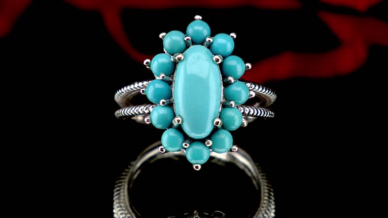Premium Sleeping Beauty Turquoise Split Shank Ring in Platinum Over Sterling Silver 3.60 ctw