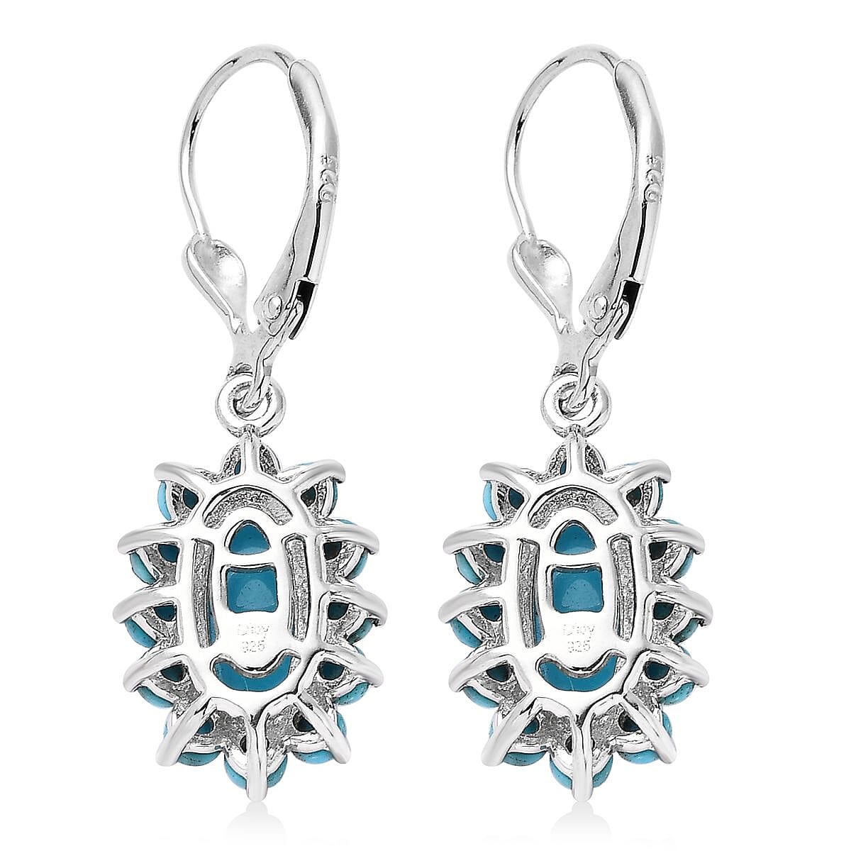 Premium Sleeping Beauty Turquoise Lever Back Earrings in Platinum Over Sterling Silver 4.60 ctw image number 3