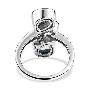 Swiss Blue Topaz 4.24 ctw Fancy Ring in Platinum Over Sterling Silver (Size 9)