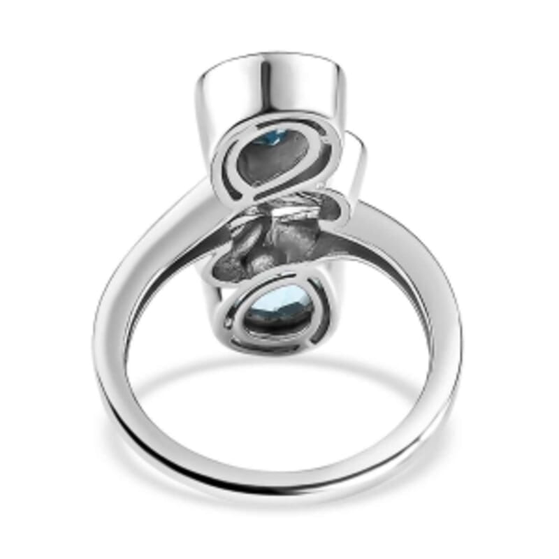 Swiss Blue Topaz 4.24 ctw Fancy Ring in Platinum Over Sterling Silver (Size 9)