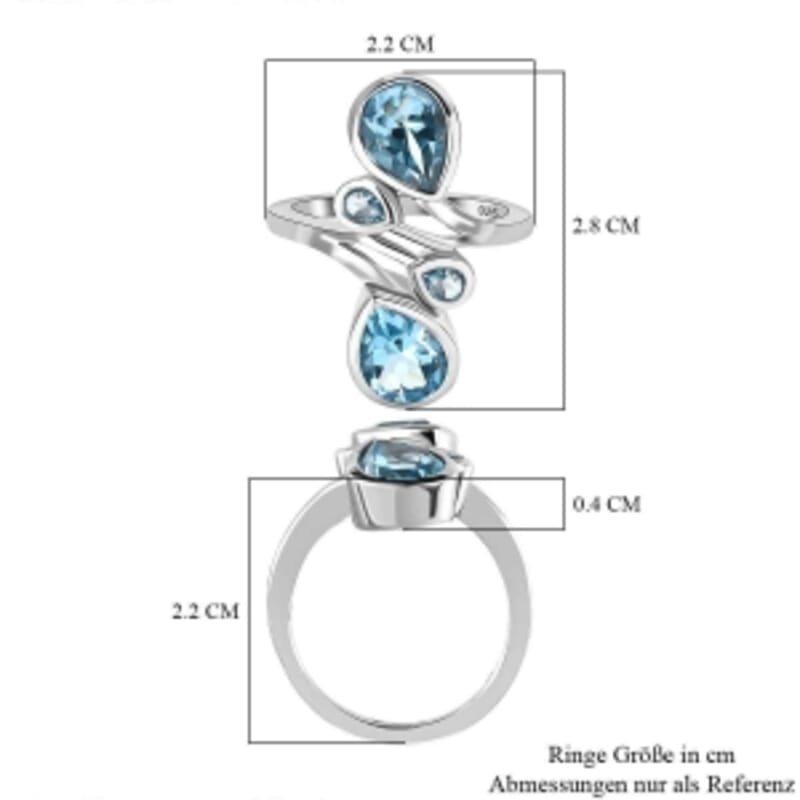 Swiss Blue Topaz 4.24 ctw Fancy Ring in Platinum Over Sterling Silver (Size 9)