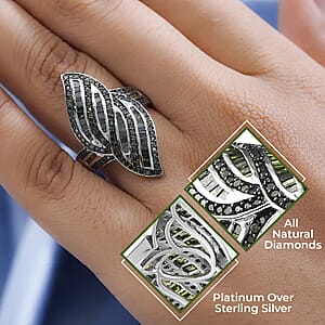 Green Diamond Ring , Green Diamond Sea Waves Ring , Platinum Over Sterling Silver Ring , Fashion Ring 1.50 ctw