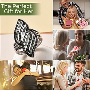 Green Diamond Ring , Green Diamond Sea Waves Ring , Platinum Over Sterling Silver Ring , Fashion Ring 1.50 ctw