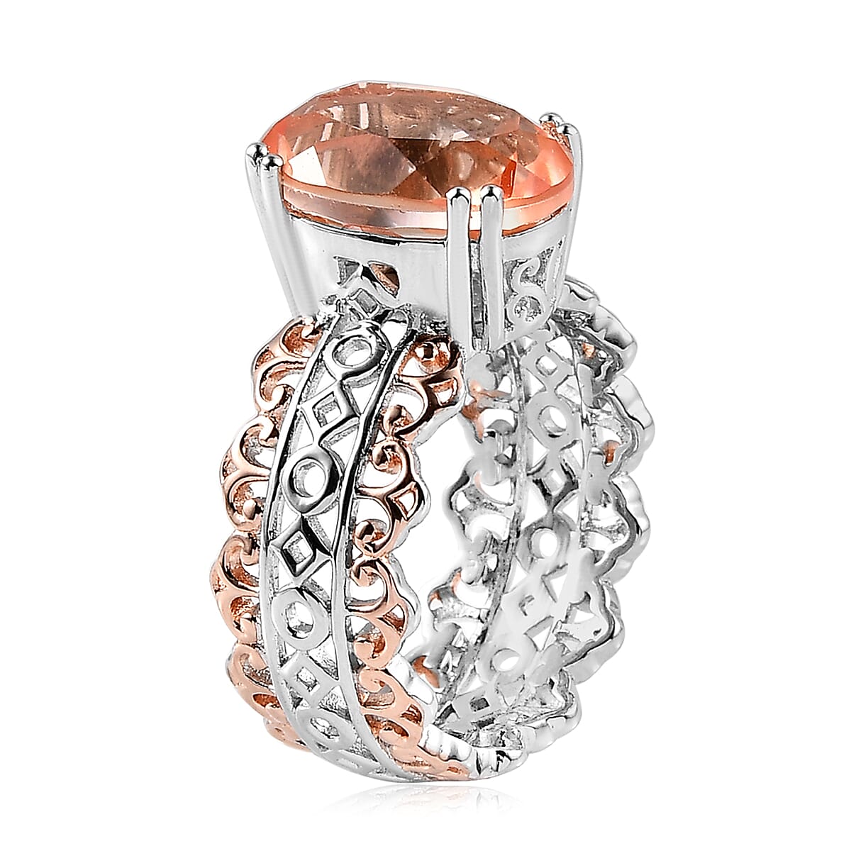 Karis Morganique Quartz (Triplet) Ring in 18K Rose Gold Plated and Platinum Bond (Size 10.0) 6.15 ctw