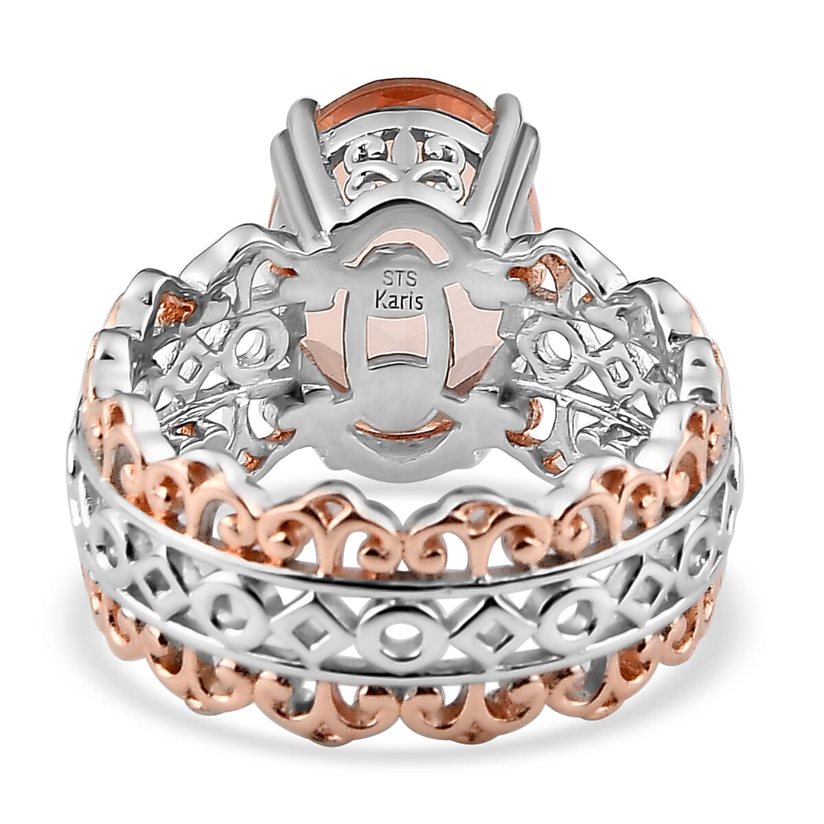 Karis Morganique Quartz (Triplet) Ring in 18K Rose Gold Plated and Platinum Bond (Size 10.0) 6.15 ctw