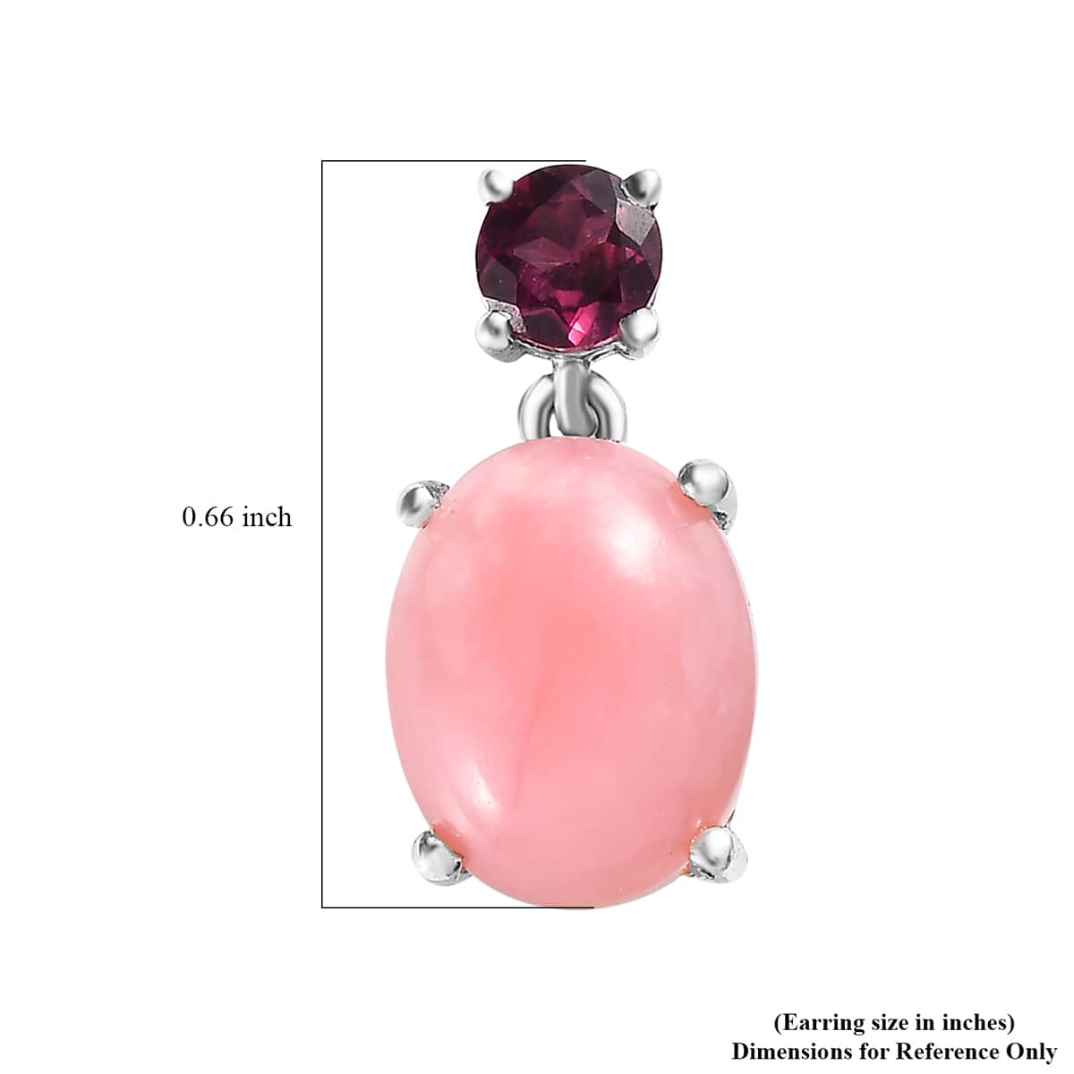 Premium Peruvian Pink Opal and Orissa Rhodolite Garnet Drop Earrings in Platinum Over Sterling Silver 5.00 ctw image number 4