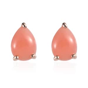 Premium Peruvian Pink Opal Pear Stud Earrings in Vermeil Rose Gold Over Sterling Silver 1.25 ctw