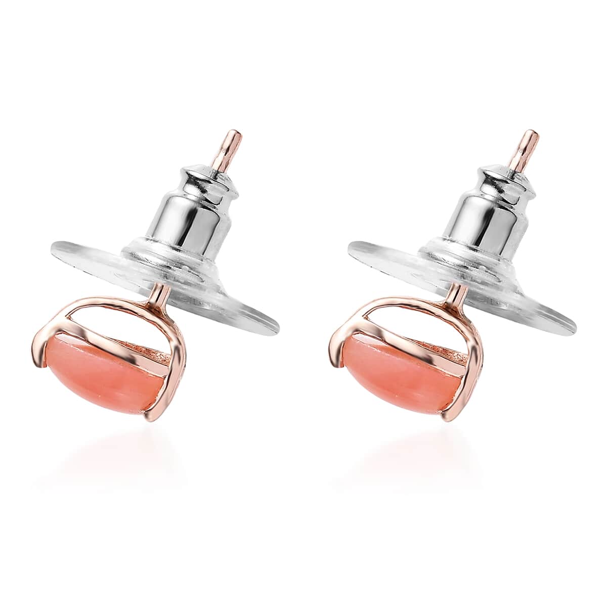 Premium Peruvian Pink Opal Pear Stud Earrings in Vermeil Rose Gold Over Sterling Silver 1.25 ctw image number 3