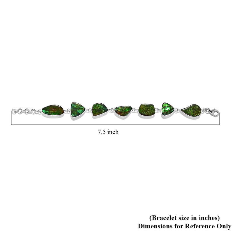 Premium Canadian Ammolite Bracelet in Sterling Silver (7.25 In)