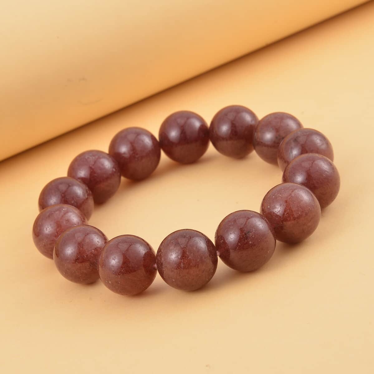 Strawberry Quartz 406.00 ctw Beaded Stretch Bracelet image number 1