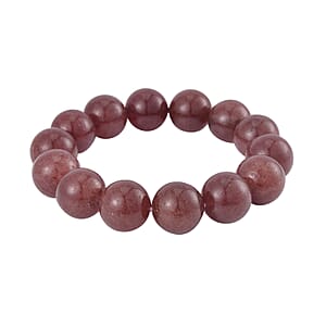 Strawberry Quartz 406.00 ctw Beaded Stretch Bracelet