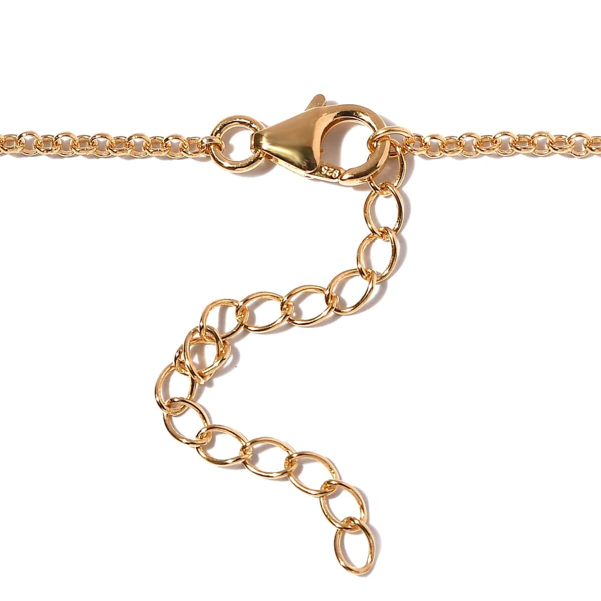 Caribbean Quartz (Triplet) Triangle Shape Station Necklace 18-20 Inches in Vermeil Yellow Gold Over Sterling Silver 14.25 ctw image number 4