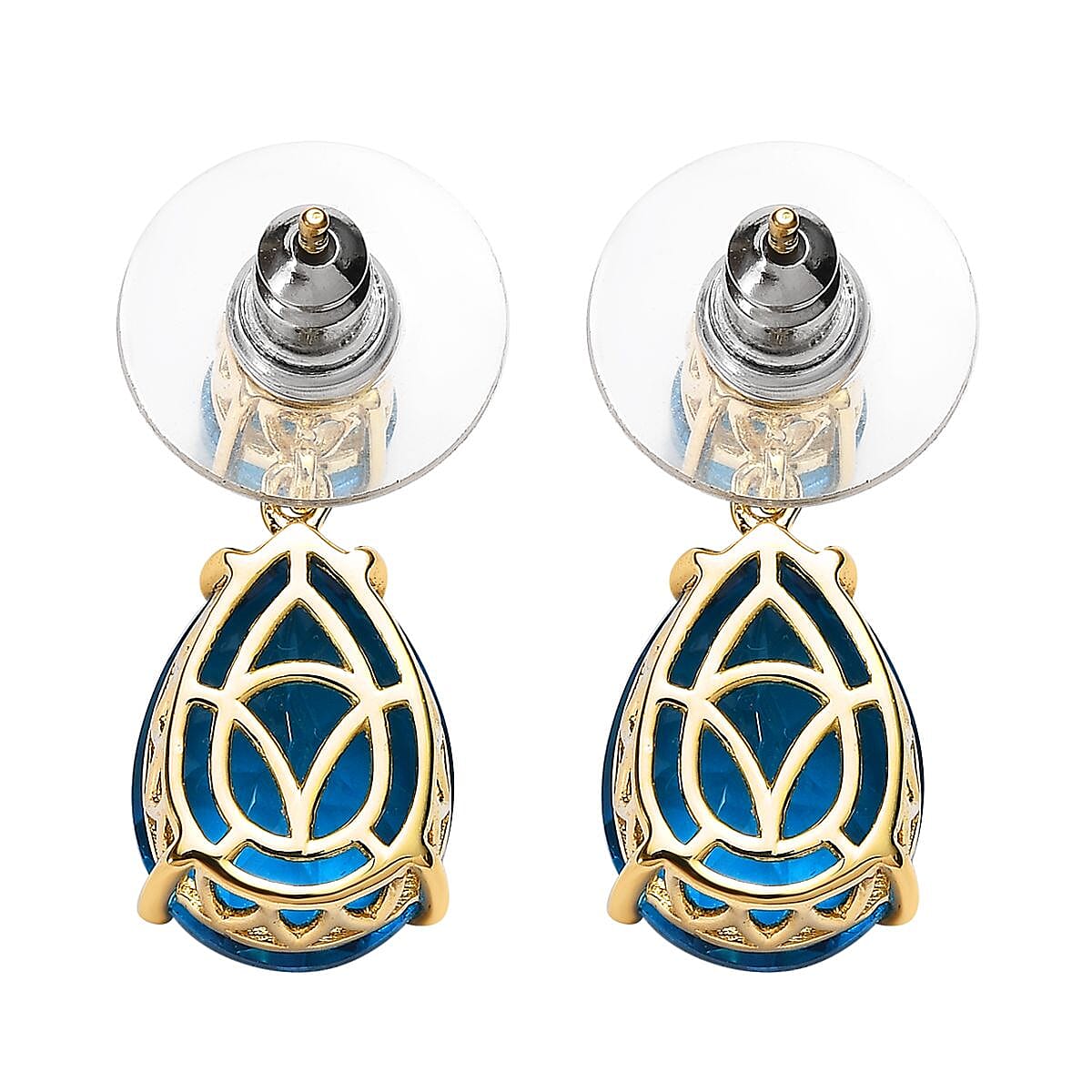 Caribbean Quartz (Triplet) Drop Earrings in Vermeil Yellow Gold Over Sterling Silver 12.60 ctw image number 3