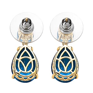 Caribbean Quartz (Triplet) Drop Earrings in Vermeil Yellow Gold Over Sterling Silver 12.60 ctw