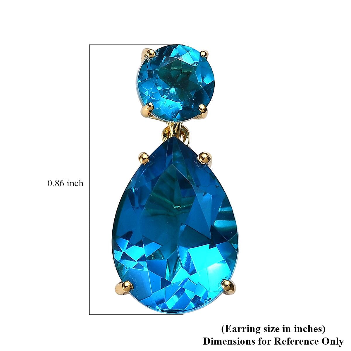 Caribbean Quartz (Triplet) Drop Earrings in Vermeil Yellow Gold Over Sterling Silver 12.60 ctw image number 4