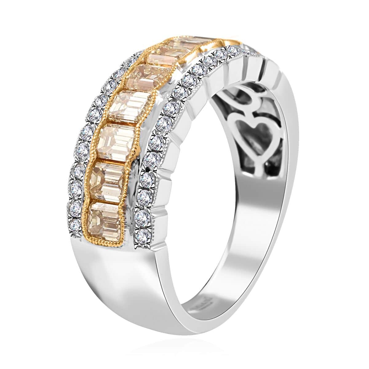 Modani 18K White and Yellow Gold Natural Yellow and White Diamond SI-VS Ring 1.80 ctw image number 3