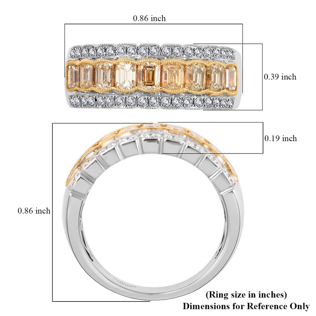 Modani 18K White and Yellow Gold Natural Yellow and White Diamond SI-VS Ring 1.80 ctw image number 5