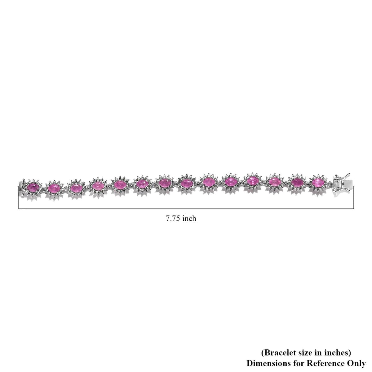 Ilakaka Hot Pink Sapphire (FF) and White Zircon Bracelet in Platinum Over Sterling Silver (8.00 In) 26.25 ctw image number 4