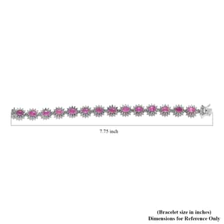 Ilakaka Hot Pink Sapphire (FF) and White Zircon Bracelet in Platinum Over Sterling Silver (7.25 In) 25.75 ctw image number 4