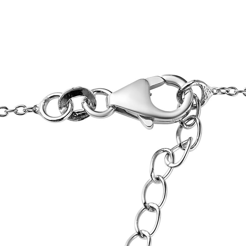 Caribbean Quartz (Triplet) and White Zircon Necklace 18 Inches in Platinum Over Sterling Silver 11.00 ctw