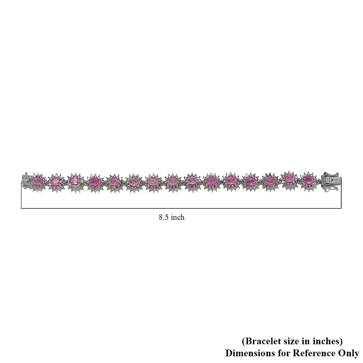 Ilakaka Hot Pink Sapphire (FF) and White Zircon Bracelet in Platinum Over Sterling Silver (8.00 In) 26.25 ctw image number 4