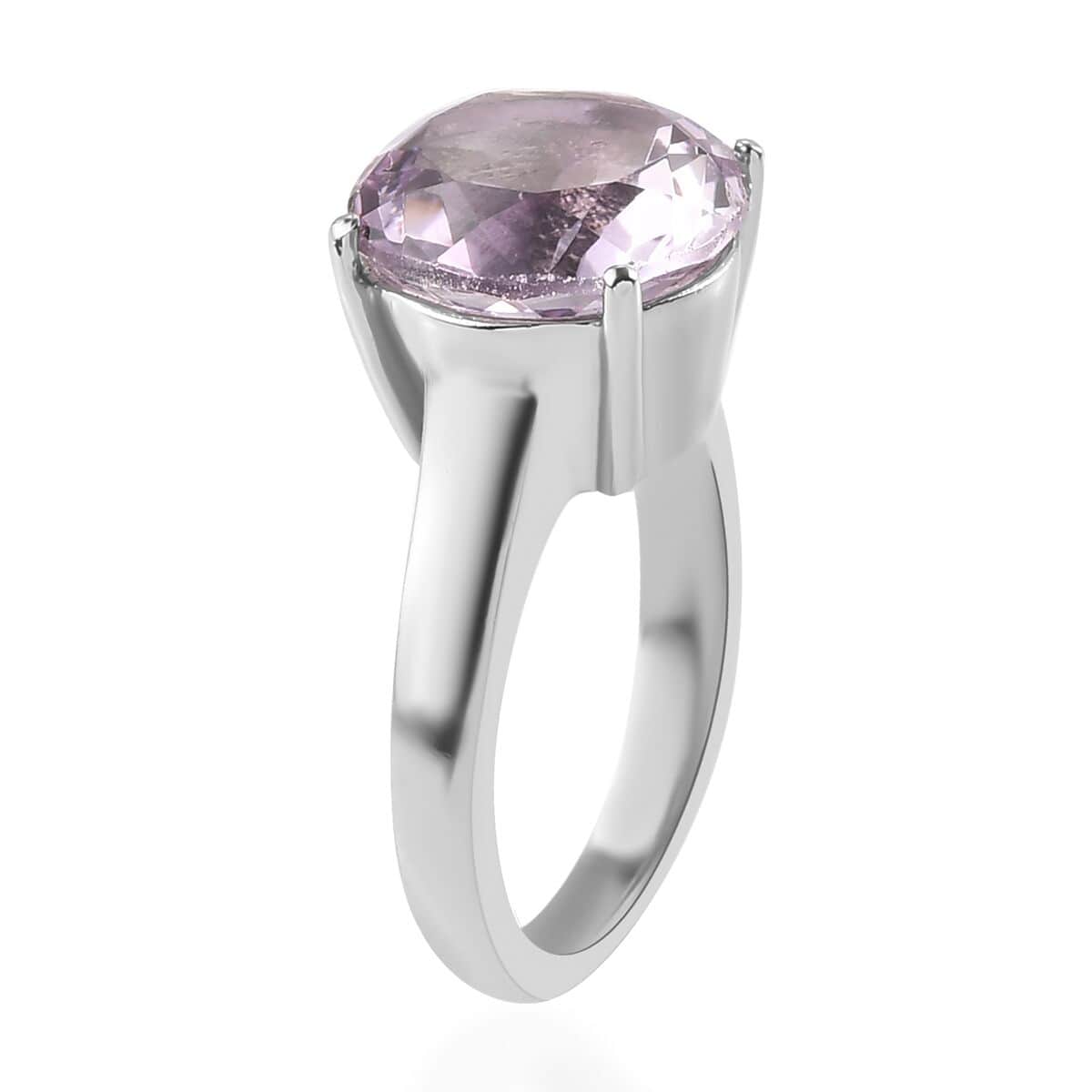 Rose De France Amethyst Solitaire Ring in Stainless Steel (Size 10.0) 5.60 ctw image number 3