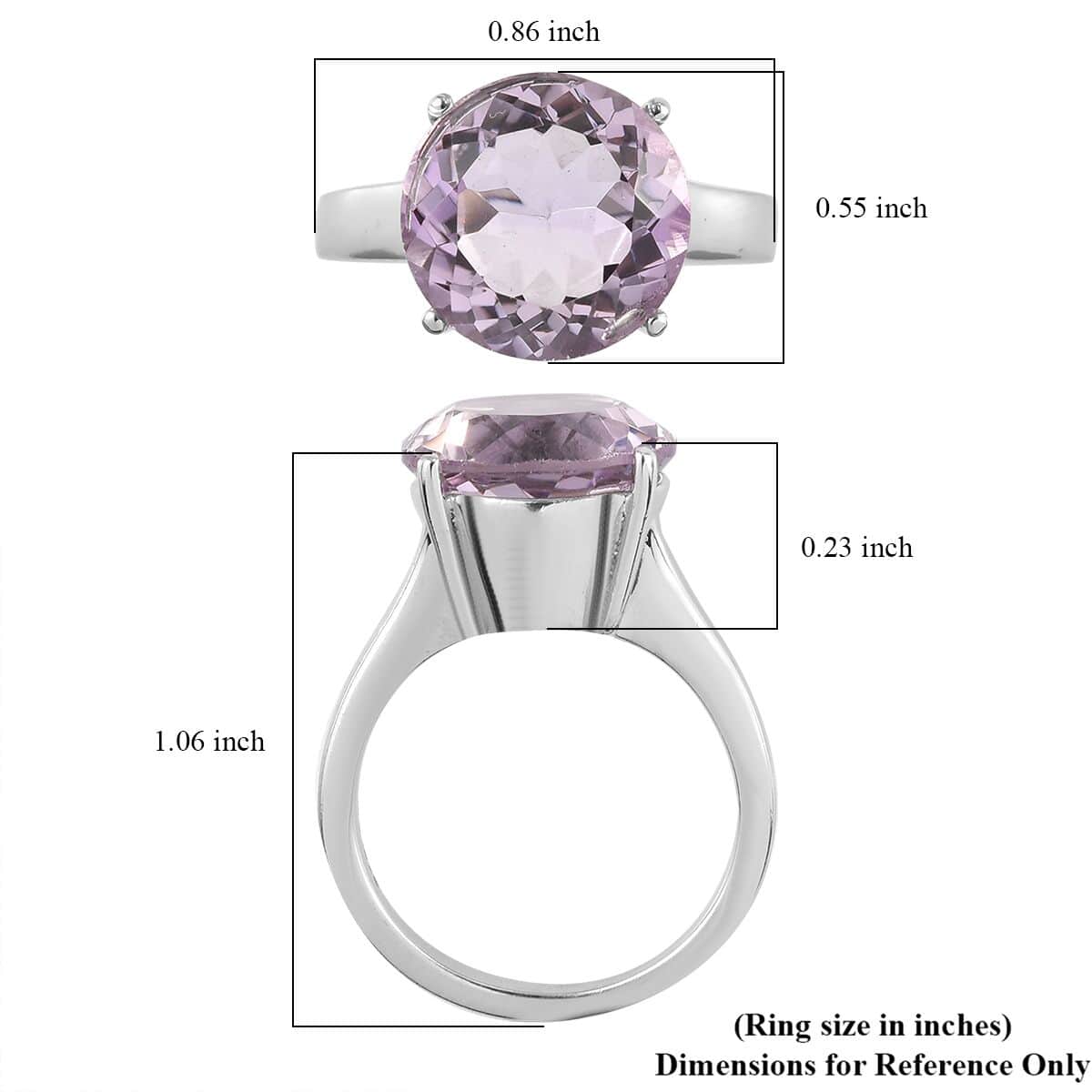 Rose De France Amethyst Solitaire Ring in Stainless Steel (Size 10.0) 5.60 ctw image number 5