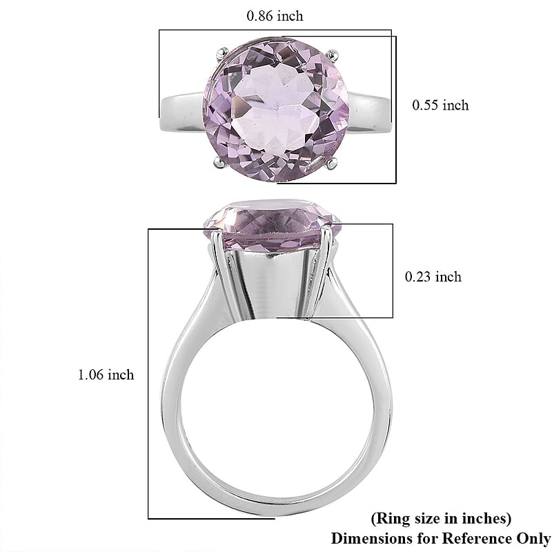 Rose De France Amethyst Solitaire Ring in Stainless Steel (Size 9.0) 5.60 ctw | Tarnish-Free, Waterproof, Sweat Proof Jewelry